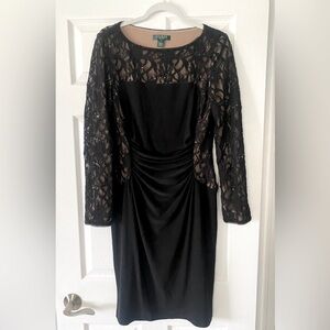 Black lace illusion dress
